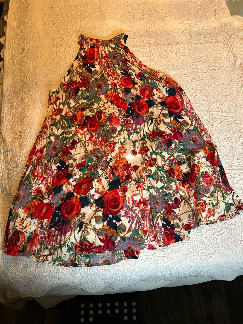 entro Floral Tunic/Mini Dress in Red, Green & Cream